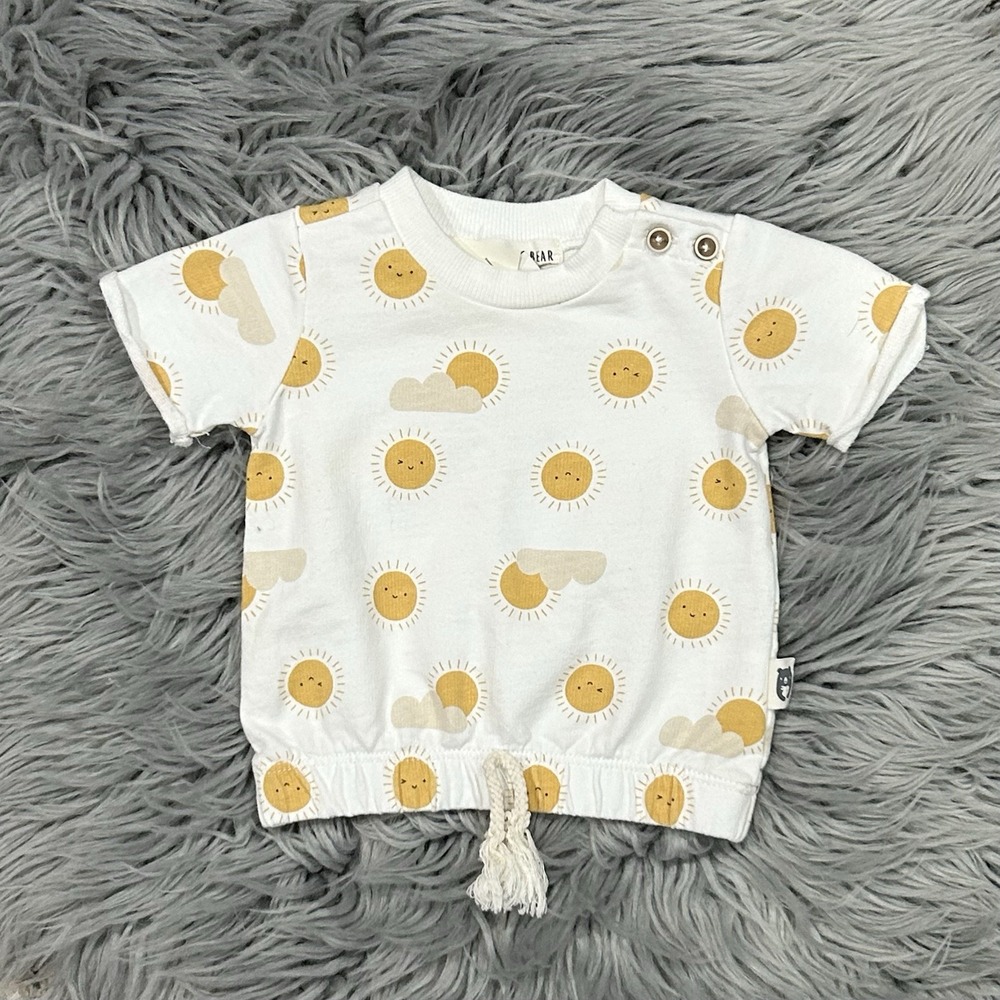 Rabbit Bear Smiley Sunshine Tie Waist Top Size 3-6 Month